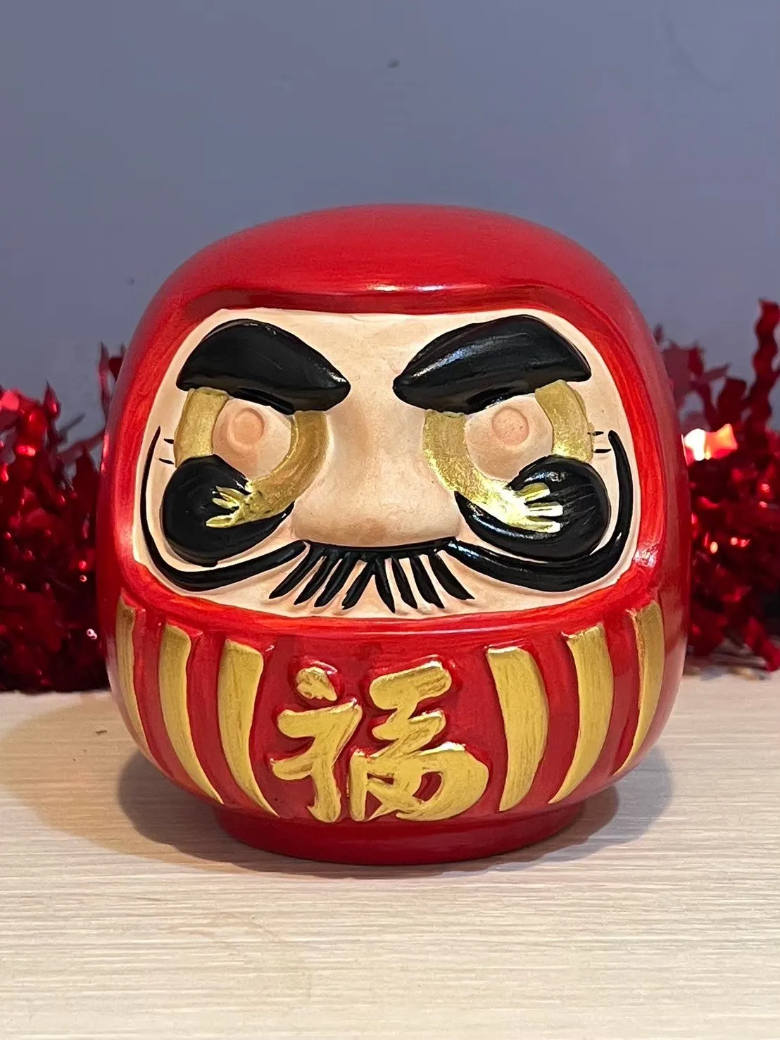紅陶瓷 祈願招福不倒翁存錢筒八塗文創